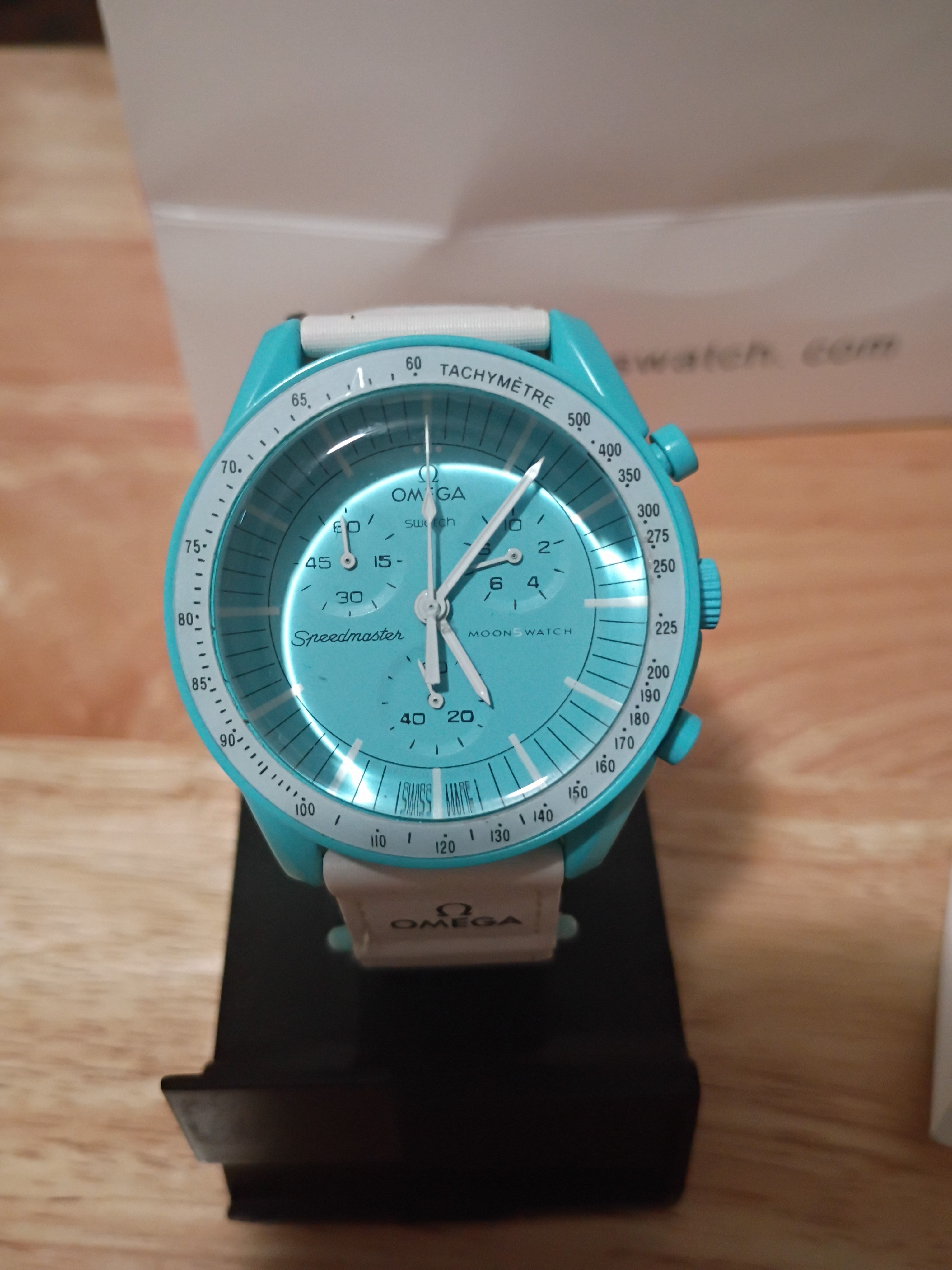 Omega Speedmaster Moonswatch Turquoise Chronograph Watch